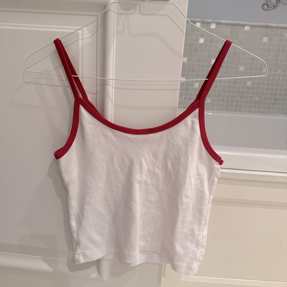 Brandy Melville Basic Tank (white with red neckline) - Picture 3 of 3